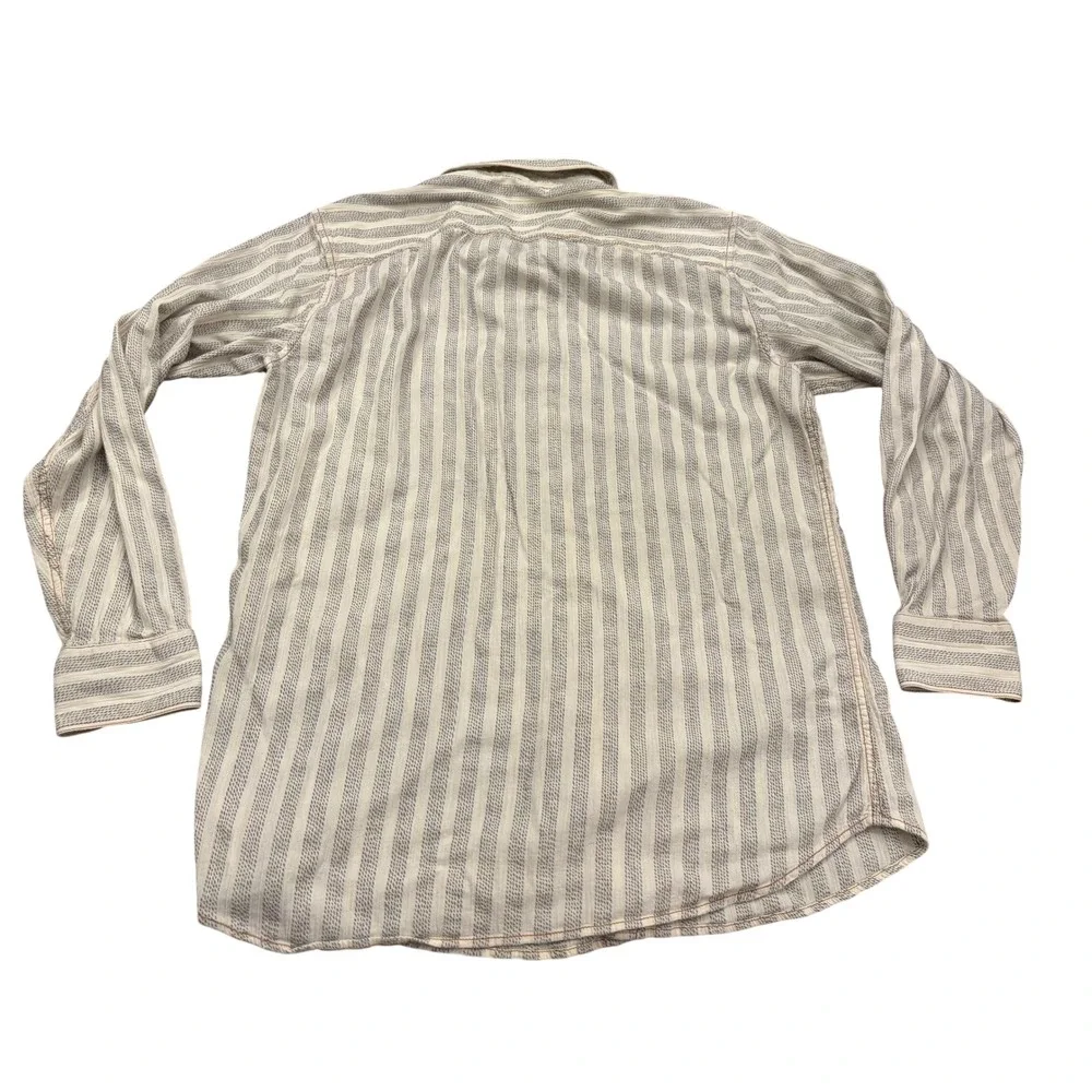 Cooper Jones Permit Mens Ivory Grey Striped Long Sleeve Button Down Shirt L